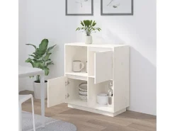 Aparador blanco 74x35x80 cm madera maciza de pino