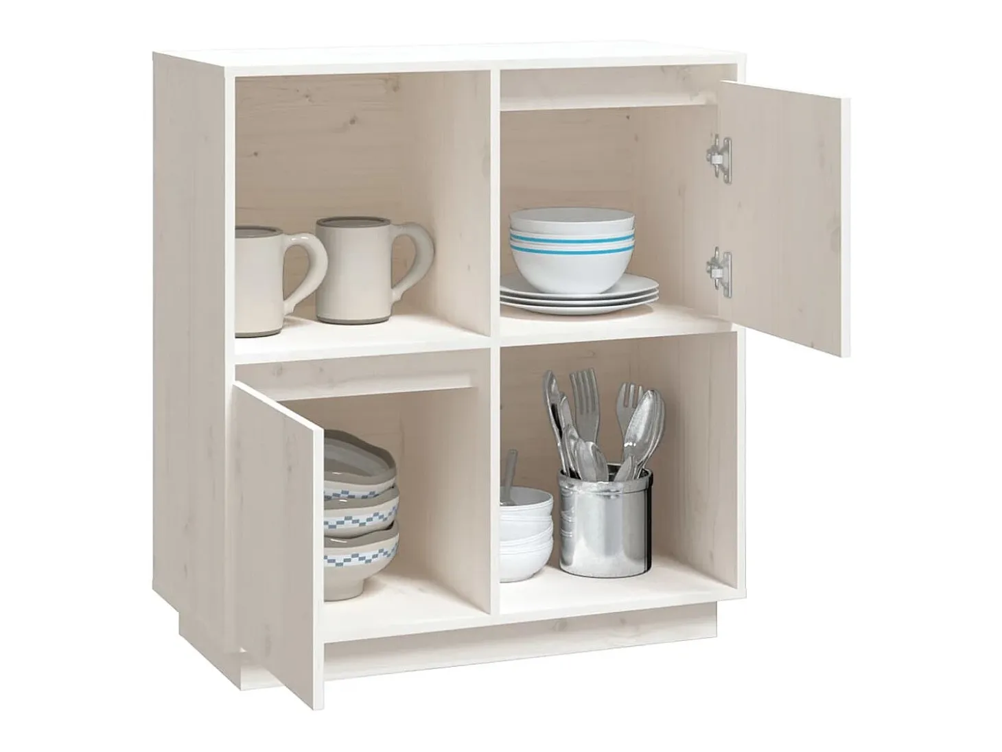Aparador blanco 74x35x80 cm madera maciza de pino