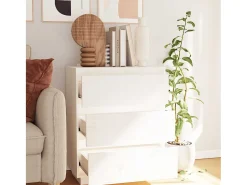 Aparador Blanco 60x34x75 cm Madera Maciza de Pino