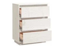 Aparador Blanco 60x34x75 cm Madera Maciza de Pino