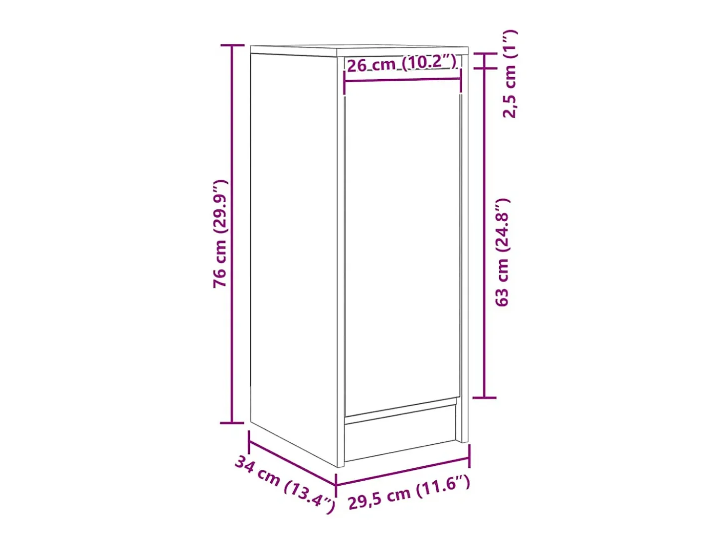 Aparador blanco 29,5x34x76 cm madera de ingeniería