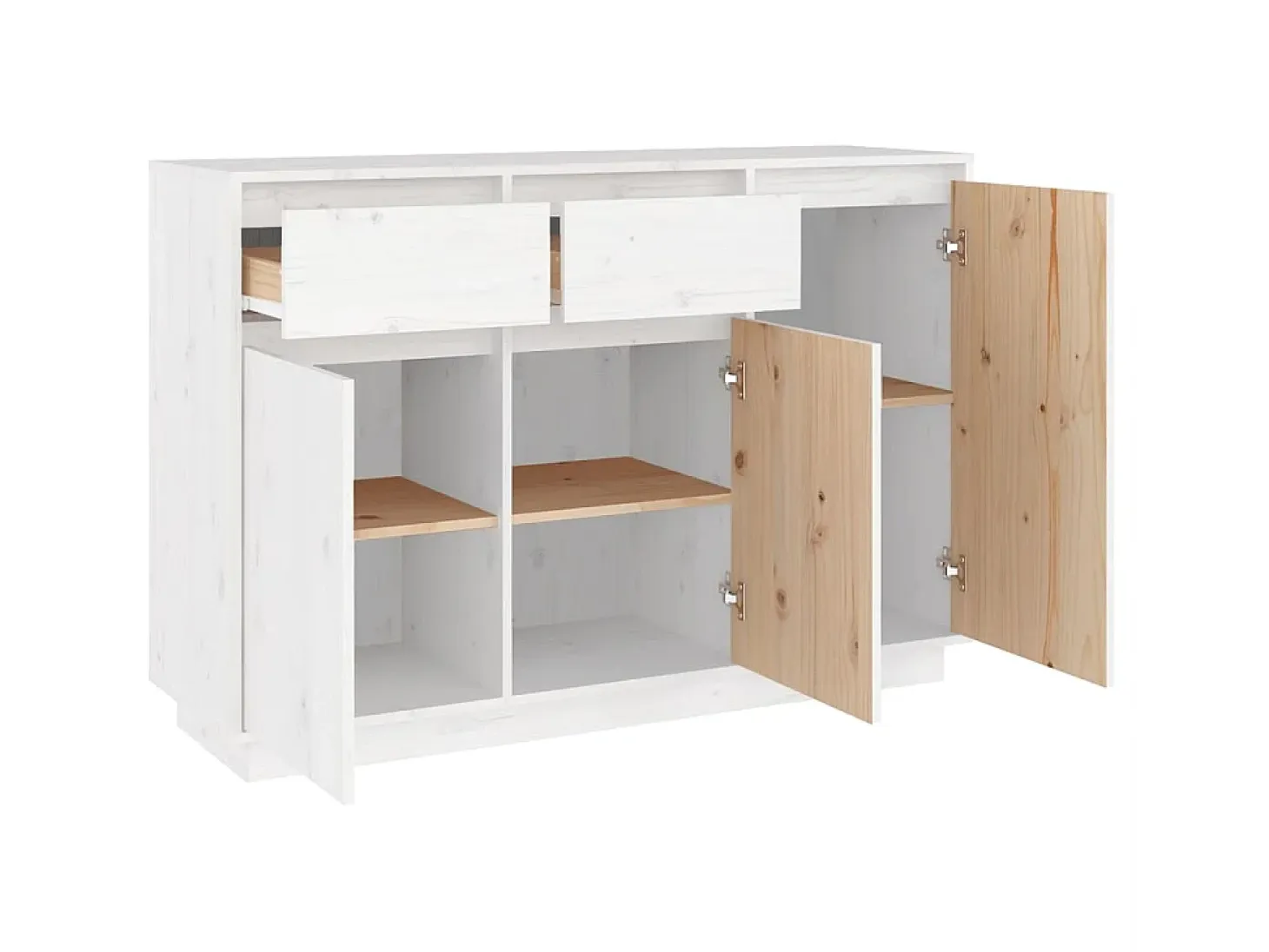 Aparador blanco 110x34x75 cm madera maciza de pino