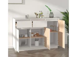 Aparador blanco 110x34x75 cm madera maciza de pino