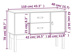 Aparador Blanco 110x40x78 cm Madera Maciza de Pino