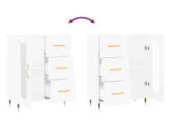 Aparador blanco 69,5x34x90 cm madera de ingeniería