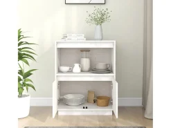 Aparador Blanco 60x34x75 cm Madera Maciza de Pino