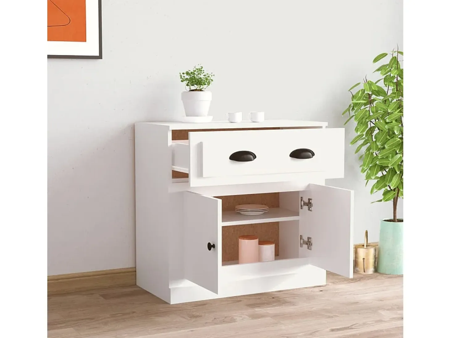 Aparador blanco 70x35,5x67,5 cm madera de ingeniería