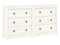 Aparador Blanco 140x35x80 cm Madera Maciza de Pino