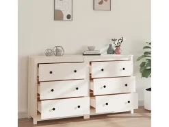 Aparador Blanco 140x35x80 cm Madera Maciza de Pino