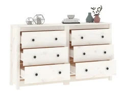 Aparador Blanco 140x35x80 cm Madera Maciza de Pino