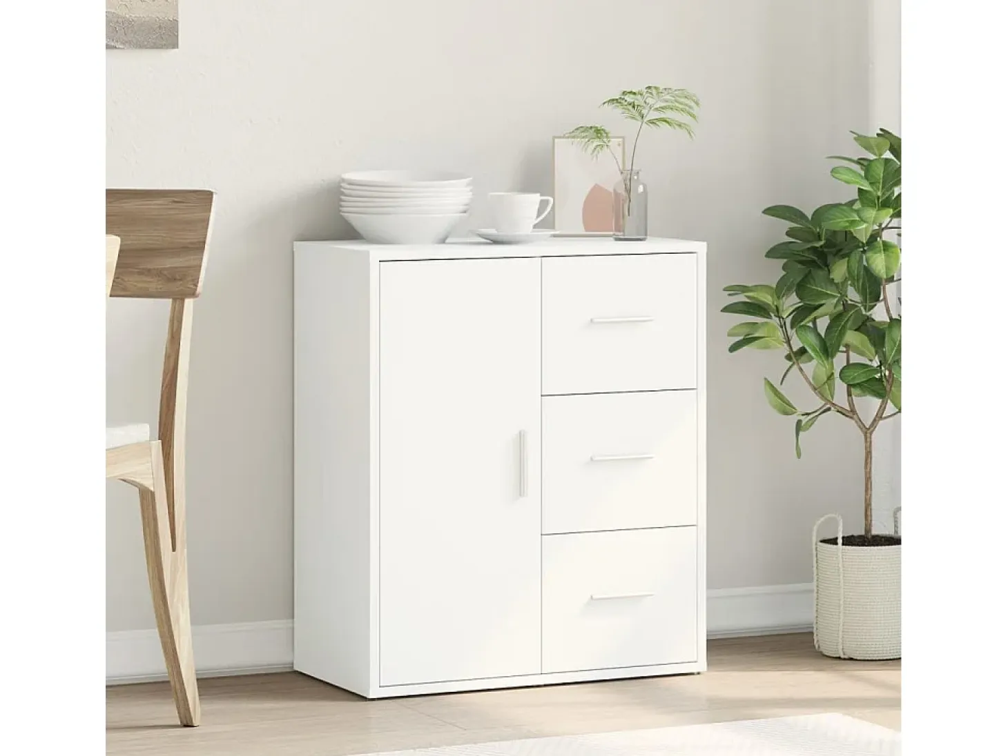 Aparador blanco 60x31x70 cm madera contrachapada
