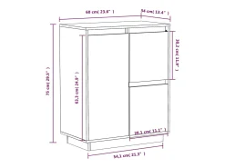 Aparador Blanco 60x34x75 cm Madera Maciza de Pino