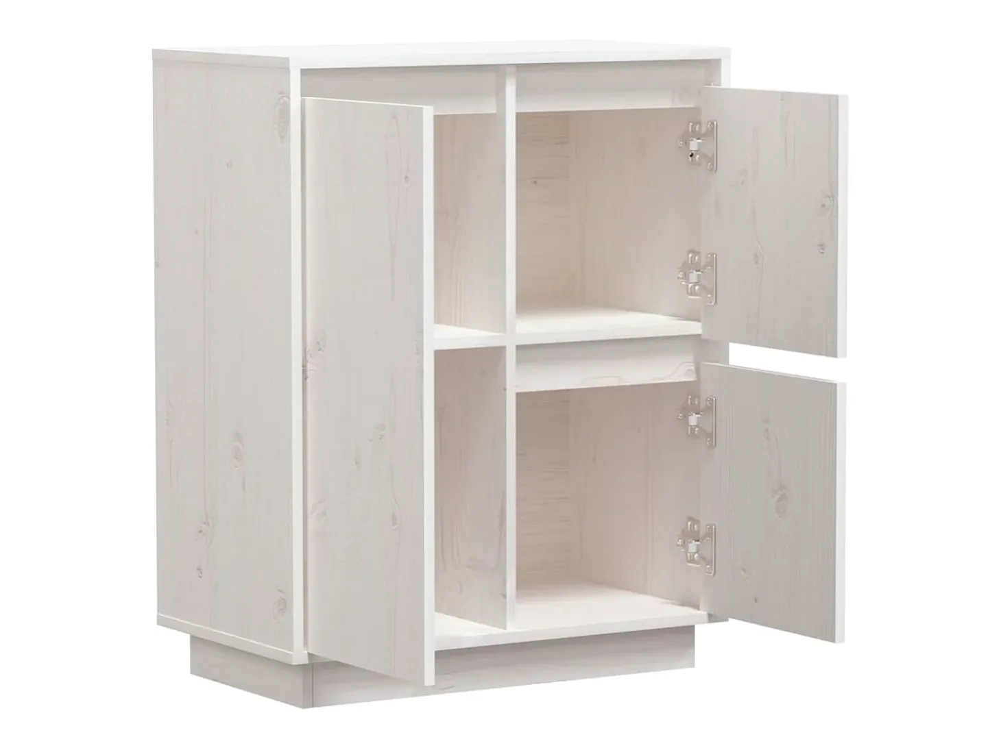 Aparador Blanco 60x34x75 cm Madera Maciza de Pino