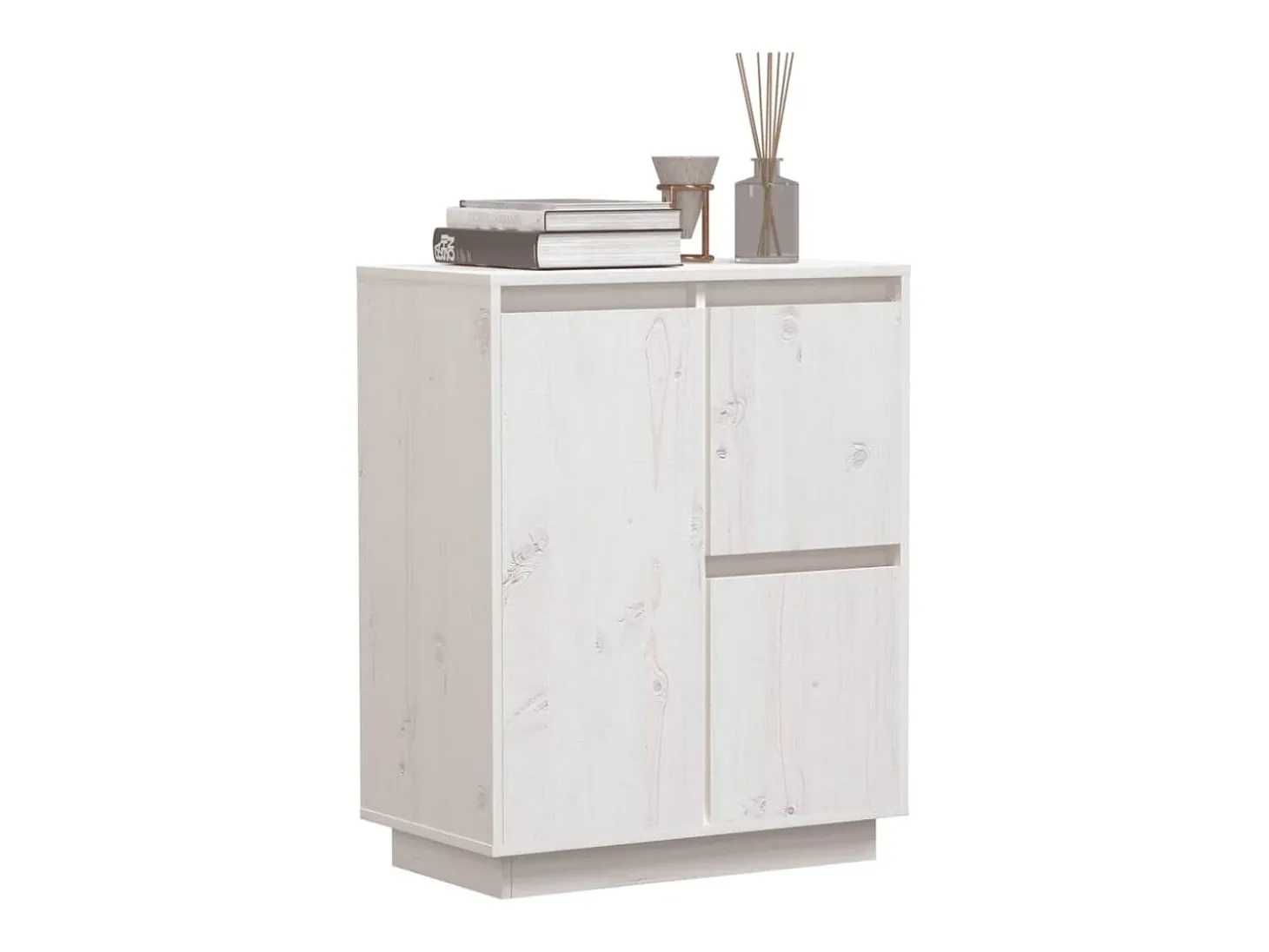 Aparador Blanco 60x34x75 cm Madera Maciza de Pino