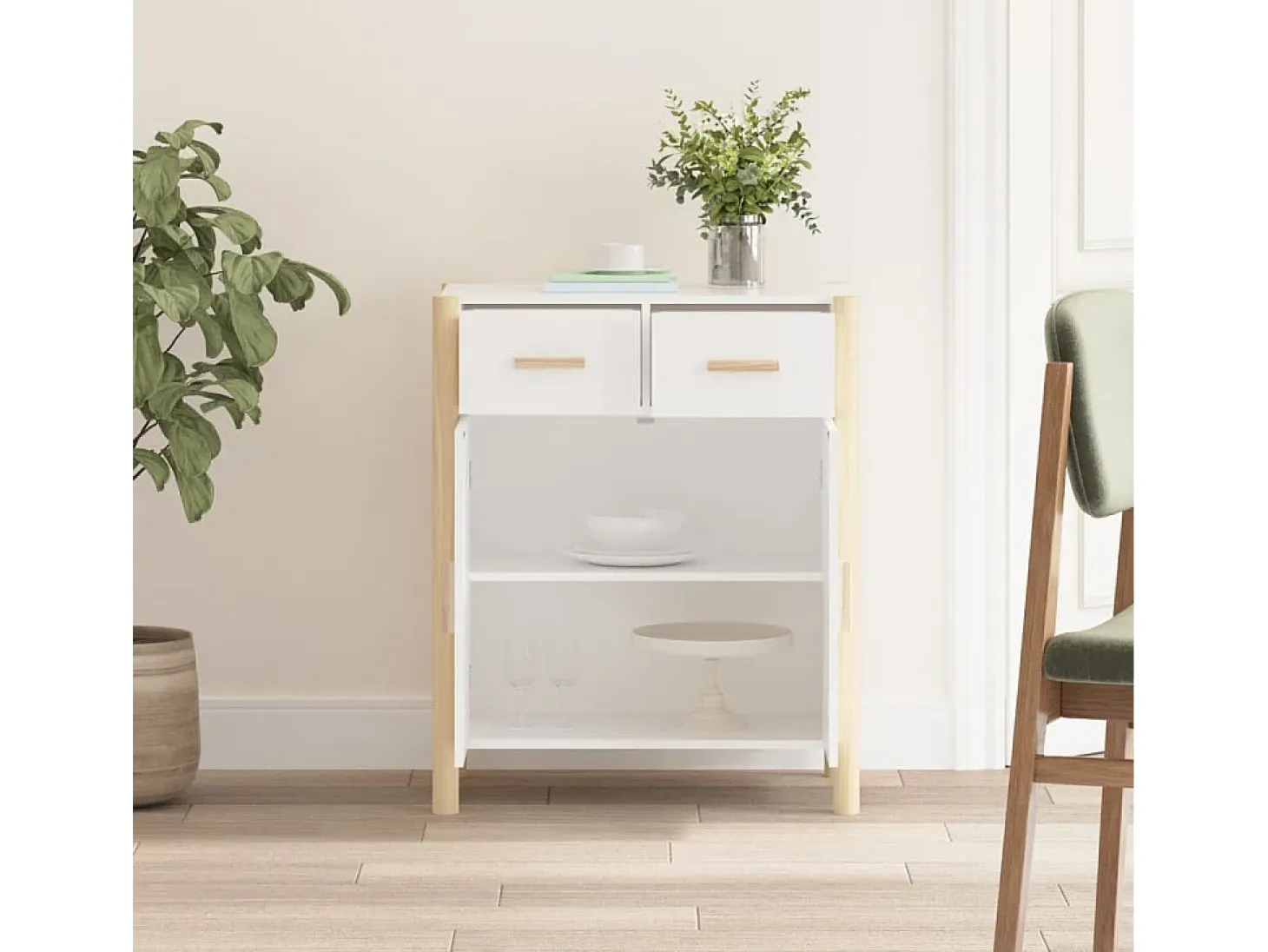 Aparador blanco 62x38x75 cm Madera de ingeniería