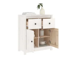 Aparador blanco 70x35x80 cm madera maciza de pino