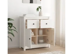 Aparador blanco 70x35x80 cm madera maciza de pino