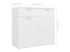 Aparador blanco 80x36x75 cm madera de ingeniería