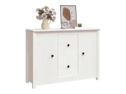 Aparador Blanco 100x35x74 cm Madera Maciza de Pino