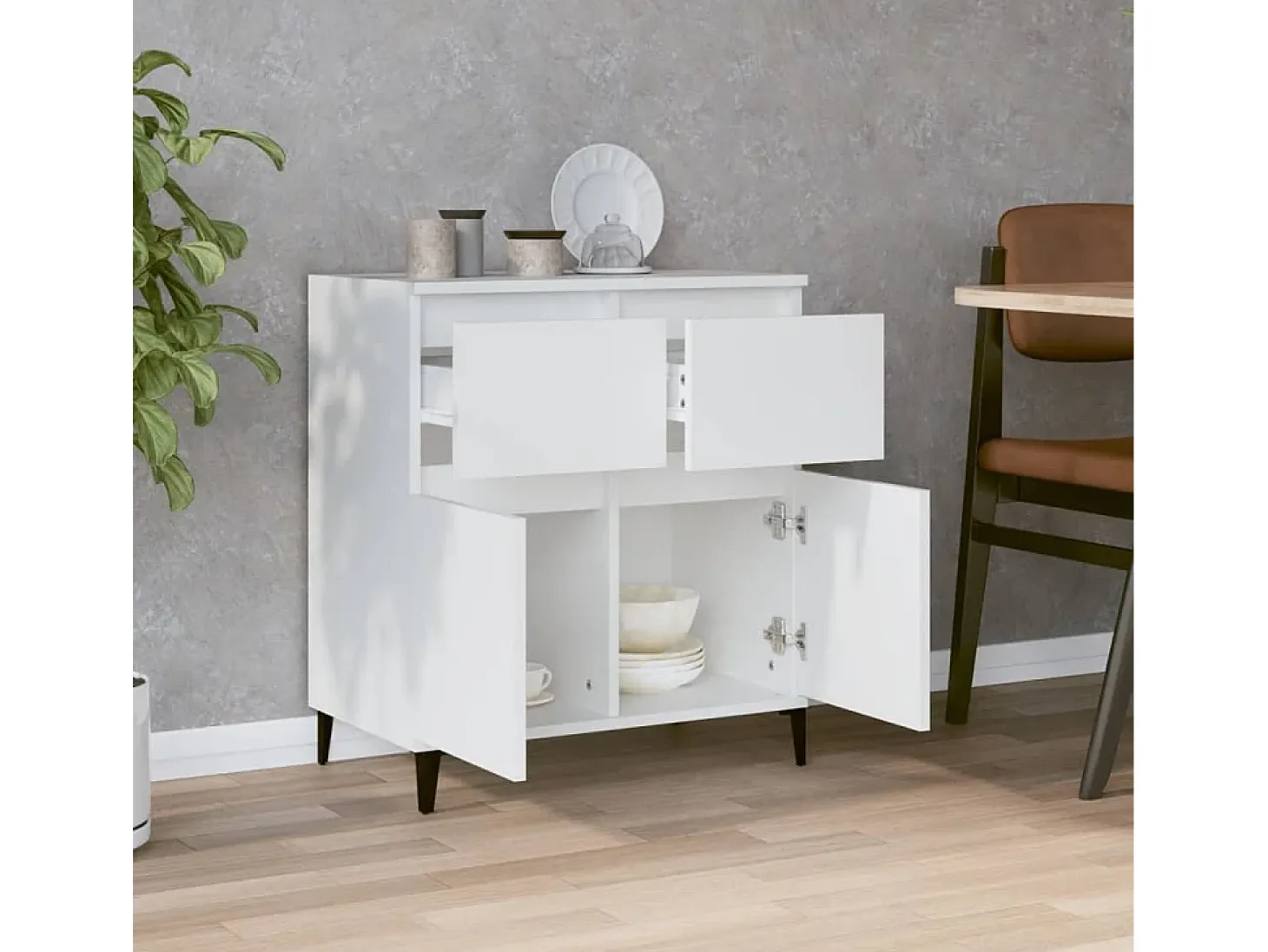 Aparador Blanco 60x35x70 cm Madera de Ingeniería