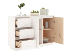 Aparador Blanco 111x34x75 cm Madera Maciza de Pino