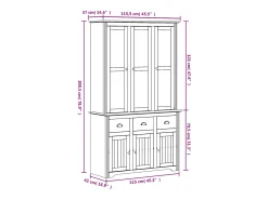 Aparador BODO blanco 115,5x43x200,5 cm madera maciza de pino