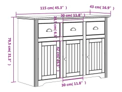 Aparador BODO madera maciza de pino blanco 115x43x79,5 cm