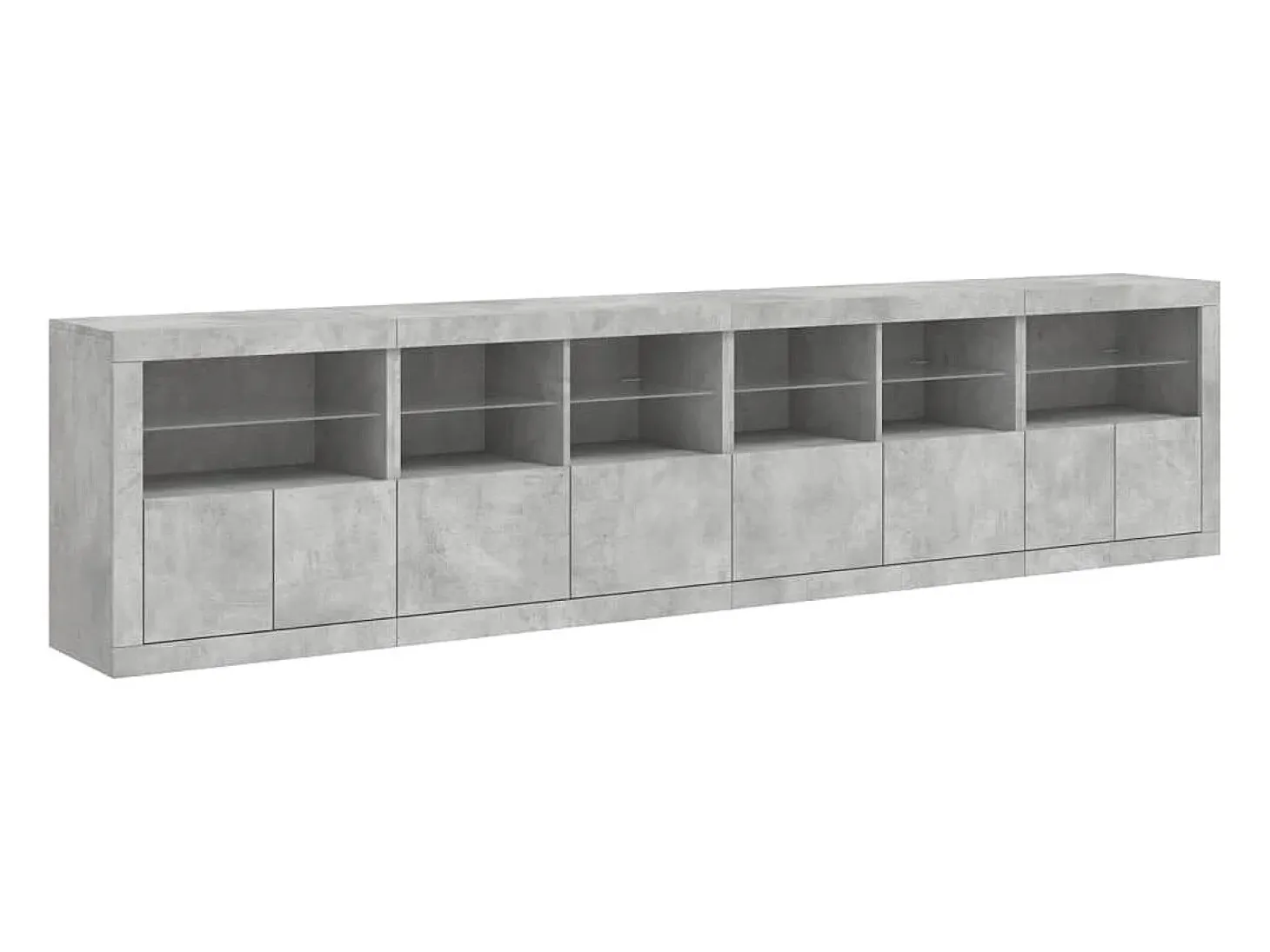 Aparador buffet cómoda armario mueble organizador cocina salón salón con luces LED 283 x 37 x 67 cm gris 02_0029994
