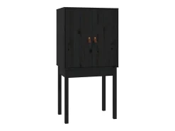 Aparador buffet cómoda armario mueble organizador cocina salón salón alto 60 x 40 x 120 cm madera maciza de pino negro 02_0034948