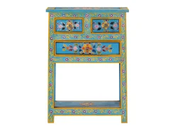 Aparador buffet cómoda armario mueble organizador cocina salón salón turquesa 55 x 30 x 76 cm madera maciza de mango multicolor 02_0036562
