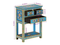 Aparador buffet cómoda armario mueble organizador cocina salón salón turquesa 55 x 30 x 76 cm madera maciza de mango multicolor 02_0036562