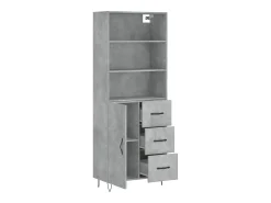 Aparador buffet cómoda armario mueble organizador cocina salón salón alto 69,5 x 34 x 180 cm madera contrachapada gris 02_0034616