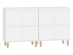 Aparador buffet cómoda armario mueble organizador cocina salón salón juego de 2 60 x 35 x 70 cm blanco madera contrachapada 02_0036680
