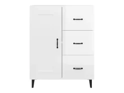 Aparador buffet cómoda armario mueble organizador cocina salón brillante 69,5 x 34 x 90 cm madera contrachapada blanco 02_0030752