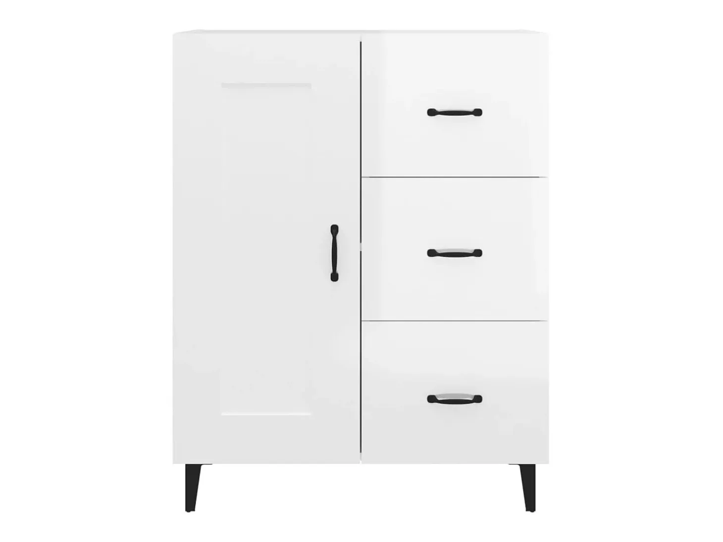 Aparador buffet cómoda armario mueble organizador cocina salón brillante 69,5 x 34 x 90 cm madera contrachapada blanco 02_0030752