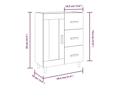 Aparador buffet cómoda armario mueble organizador cocina salón brillante 69,5 x 34 x 90 cm madera contrachapada blanco 02_0030752