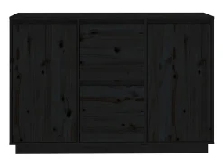 Aparador buffet cómoda armario unidad de almacenamiento organizador cocina salón salón 111 x 34 x 75 cm madera maciza de pino negro 02_0035845