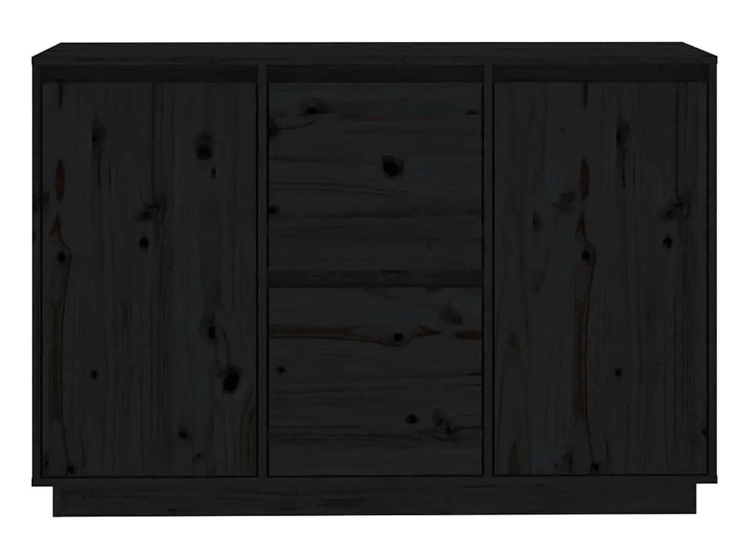 Aparador buffet cómoda armario unidad de almacenamiento organizador cocina salón salón 111 x 34 x 75 cm madera maciza de pino negro 02_0035845