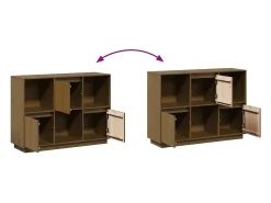 Aparador buffet cómoda armario mueble organizador cocina salón salón 110,5 x 35 x 80 cm madera maciza de pino marrón 02_0035734