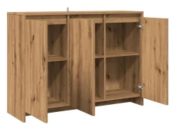 Aparador buffet cómoda armario unidad de almacenamiento organizador cocina salón hecho a mano 102 x 33 x 75 cm madera contrachapada marrón 02_0030806