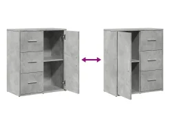 Aparador buffet cómoda armario mueble organizador cocina salón salón juego de 2 sonoma 60 x 31 x 70 cm madera contrachapada gris 02_0036960