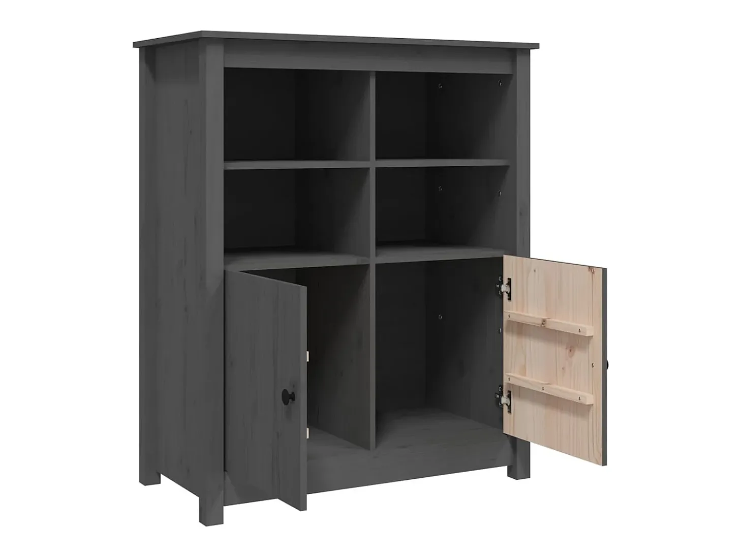 Aparador buffet cómoda armario unidad de almacenamiento organizador cocina salón salón 83 x 41,5 x 100 cm madera maciza de pino gris 02_0031806