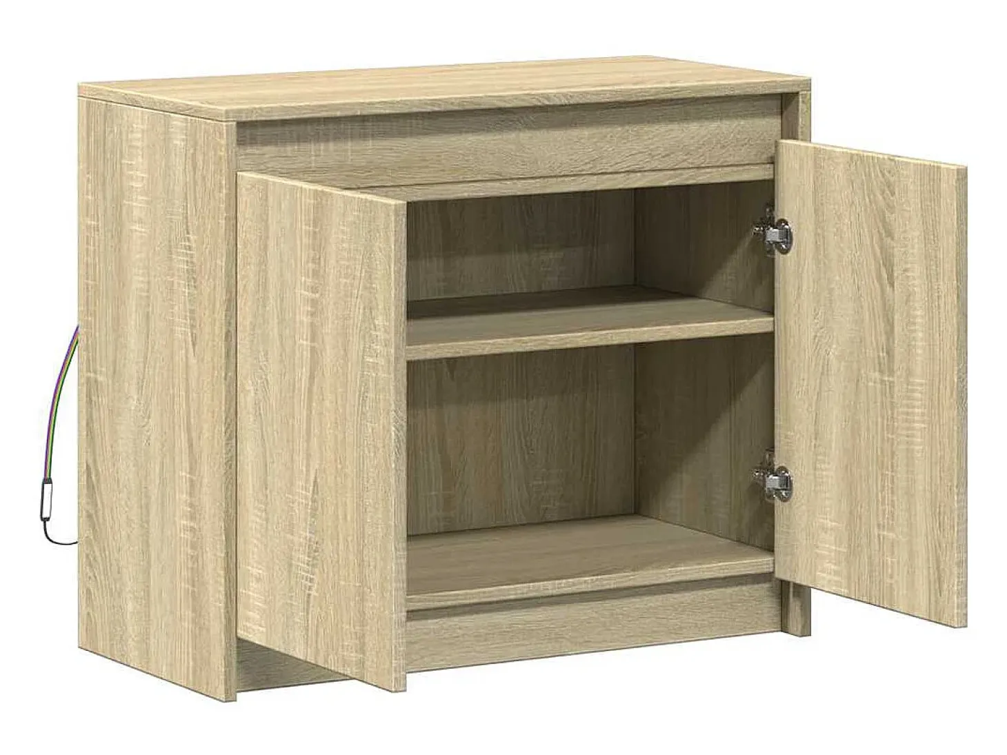 Aparador buffet cómoda armario mueble organizador cocina salón salón con Sonoma LED 72 x 34 x 61 cm madera contrachapada marrón 02_0029798