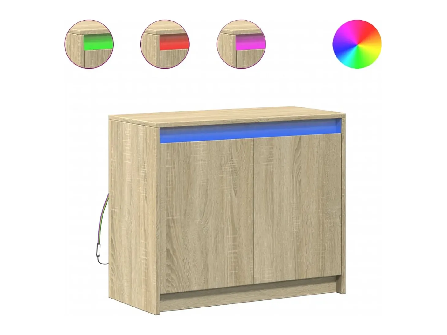 Aparador buffet cómoda armario mueble organizador cocina salón salón con Sonoma LED 72 x 34 x 61 cm madera contrachapada marrón 02_0029798
