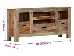 Aparador buffet cómoda armario mueble organizador cocina salón salón 100 x 30 x 50 cm madera maciza gris 02_0031760