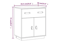 Aparador buffet cómoda armario mueble organizador cocina salón salón 65,5 x 40 x 75 cm madera maciza de pino marrón 02_0035757