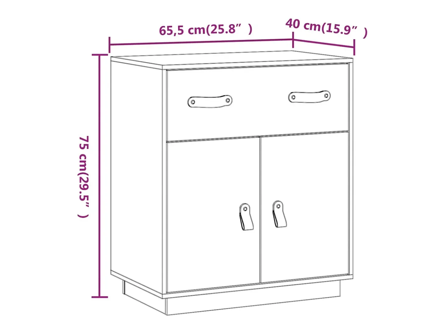 Aparador buffet cómoda armario mueble organizador cocina salón salón 65,5 x 40 x 75 cm madera maciza de pino marrón 02_0035757