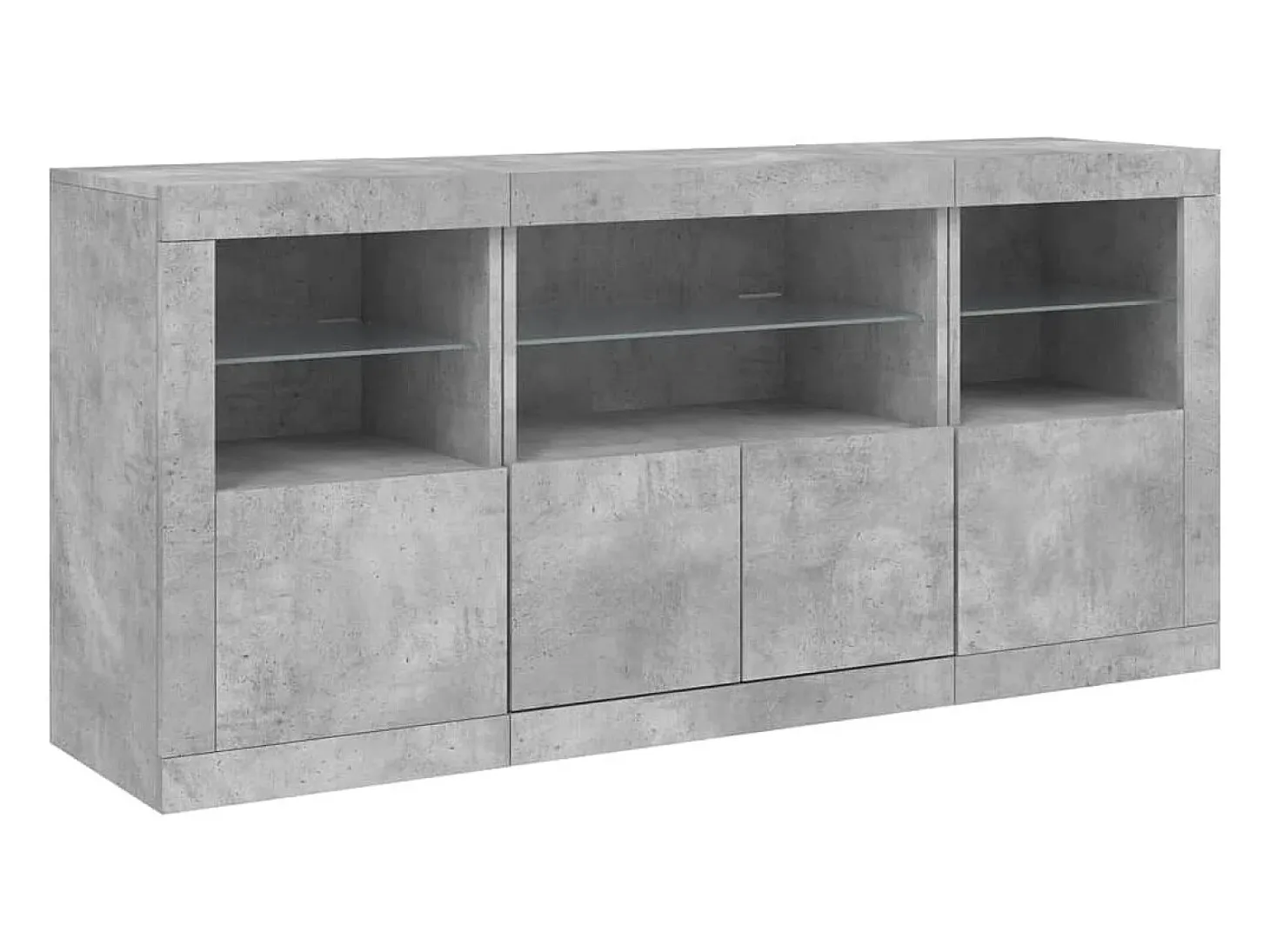 Aparador buffet cómoda armario mueble organizador cocina salón salón con luces LED 142,5 x 37 x 67 cm gris 02_0029977