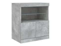 Aparador buffet cómoda armario mueble organizador cocina salón salón con luces LED 142,5 x 37 x 67 cm gris 02_0029977