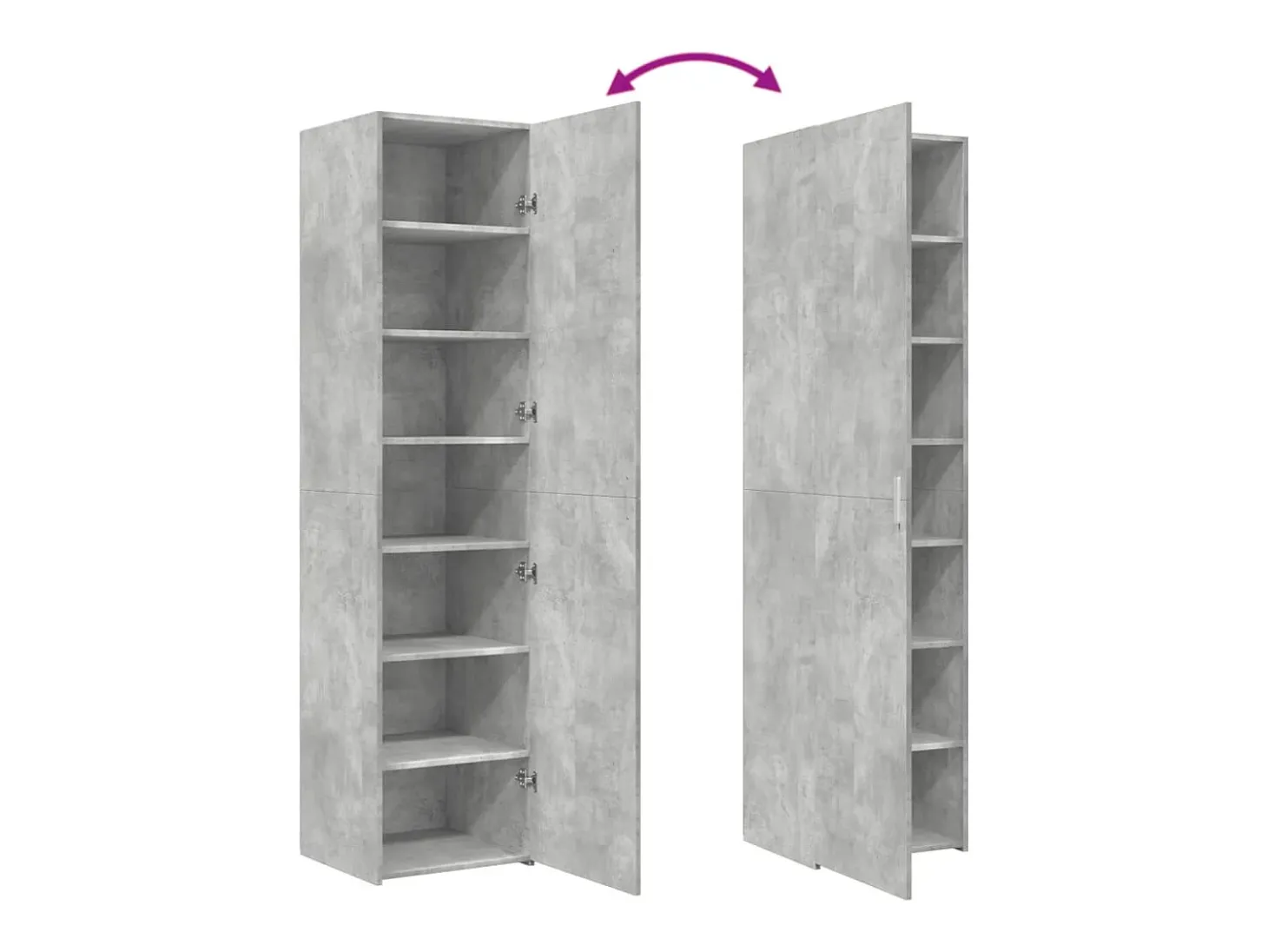 Aparador buffet cómoda armario mueble organizador cocina salón salón alto 45 x 42,5 x 185 cm madera contrachapada gris 02_0034444